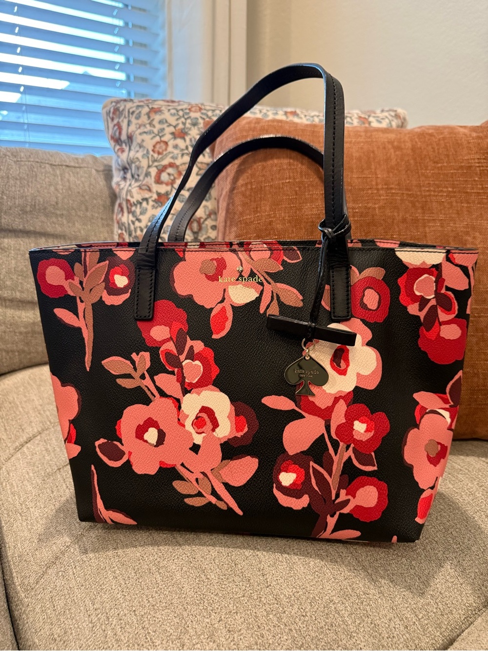 Kate Spade Black Pink Floral Tote Bag